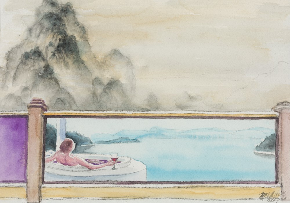 Guo Jian, Living the dream 2, 2016 (watercolour on paper)