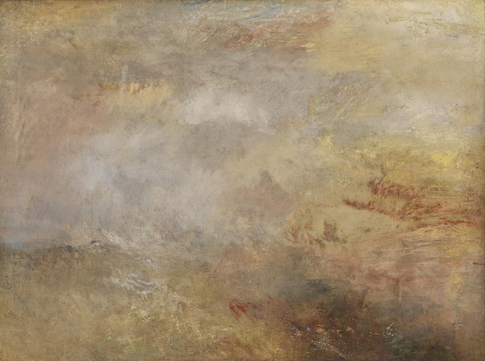 J M W Turner, Stormy sea with dolphins, c.1835-40