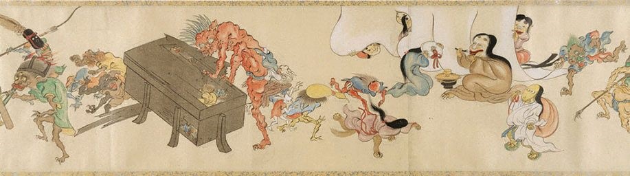 Itaya Hiroharu (1831−82) Night procession of the hundred demons c1860, handscroll; ink and colour on paper, AGNSW