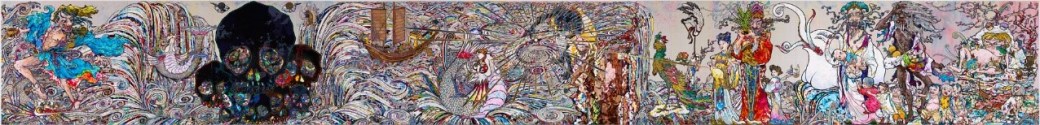 Takashi Murakami, In the Land of the Dead, Stepping on the Tail of a Rainbow 2014, acrylic on canvas mounted on wood panels, The Broad Art Foundation